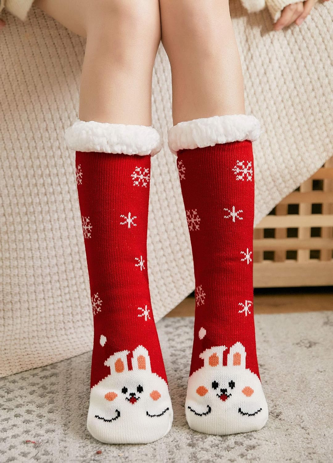 Detalle 2 de LOFIR calze termiche antiscivolo per pantofola donna/ragazza Carina motivo animale, taglia 35–41