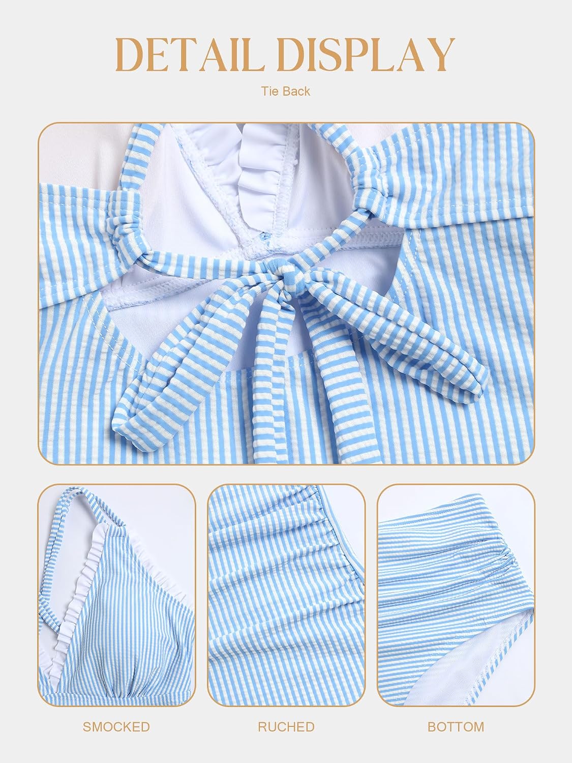 Thumbnail 6 de ZAFUL Smocked 2-Piece Tankini Swimsuit for Women with Tie-Back & Removable Padding