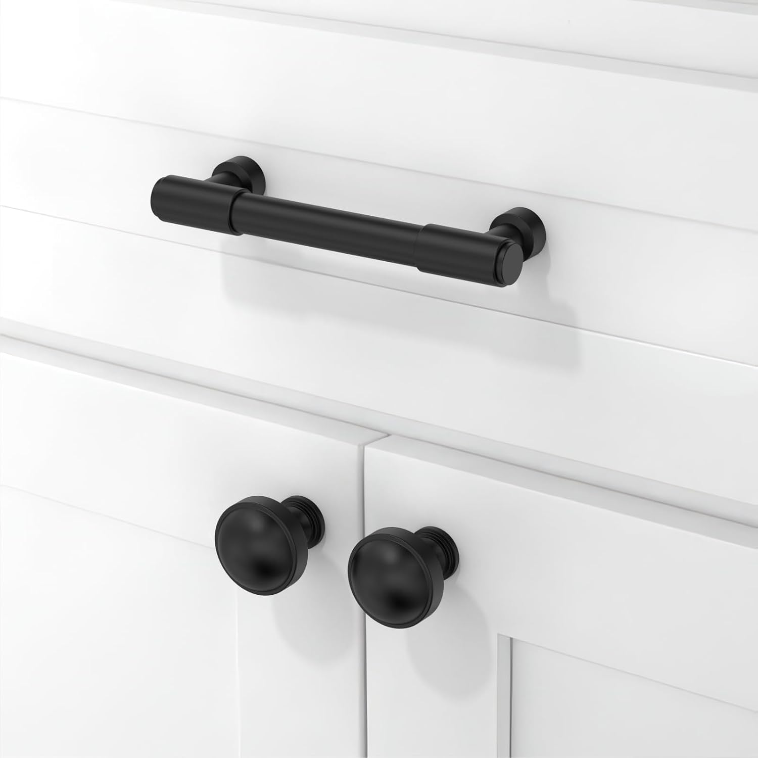 Detalle de Asimerdeco Matte Black Cabinet Pulls, 4-Inch Center-to-Center, 10-Pack