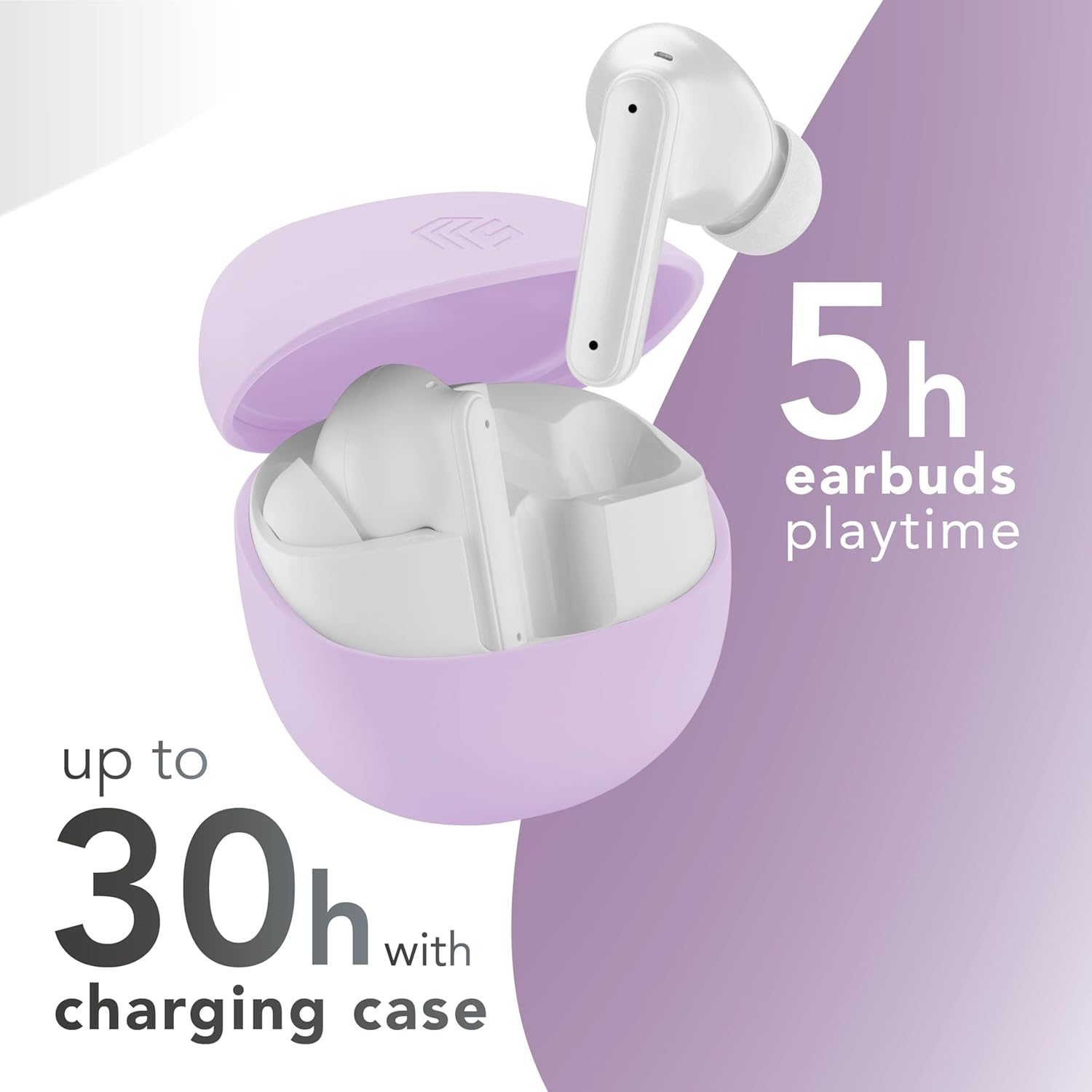 Detalle de Music Sound Numia: kabellose In-Ear-Kopfhörer mit ANC, Transparenzmodus und 30 Stunden Laufzeit – violett
