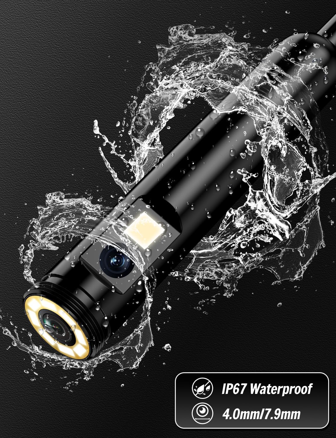 Detalle de Ferdiiz Endoscopio per smartphone con doppia lente 1920P HD e sonda impermeabile IP67 (Android e iOS)