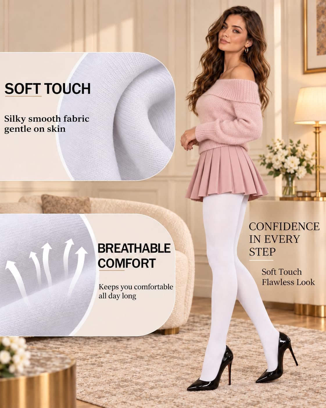 Thumbnail 2 de Hiltzo Fashion Women's 80D Semi-Opaque Footed Tights