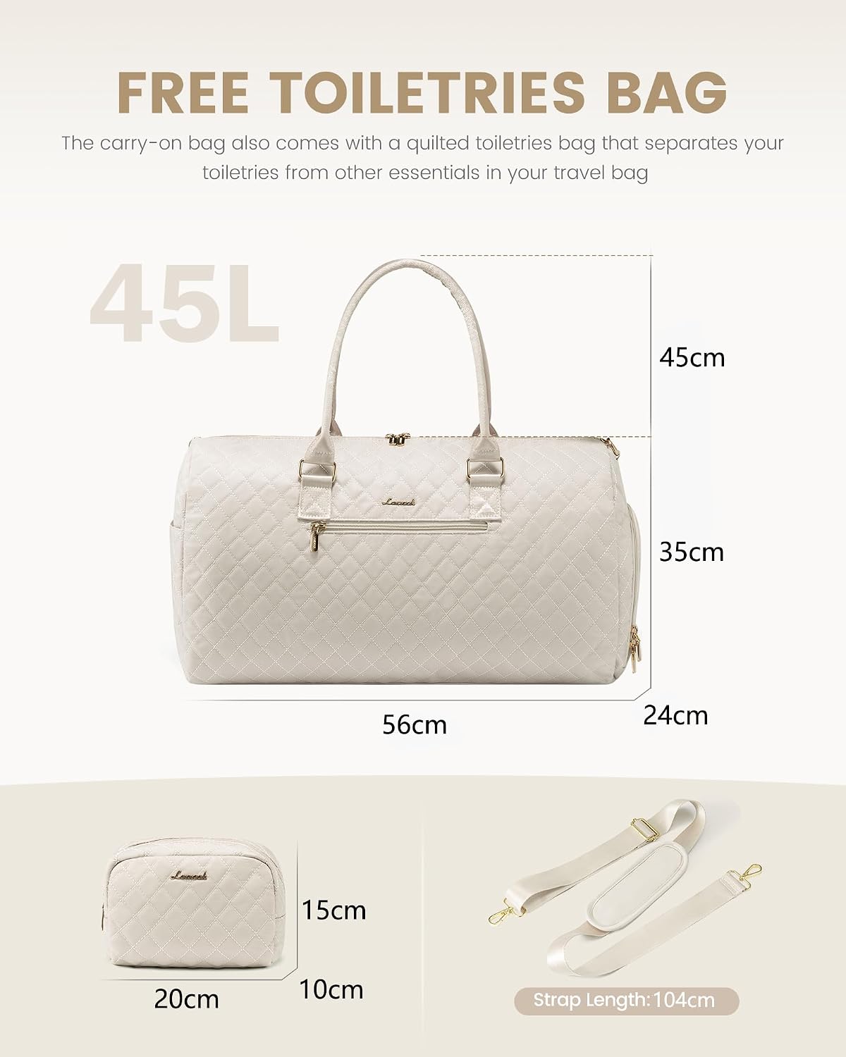 Detalle de LOVEVOOK Reisetasche 45L Weekender für Damen