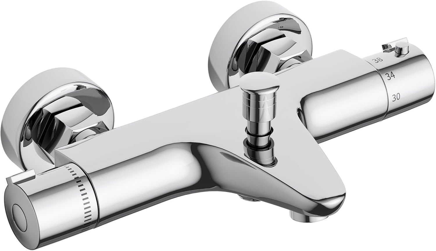 Thumbnail 5 de MORADO thermostatic bath shower mixer tap with temperature control (solid brass, chrome finish) – bathtub mounted