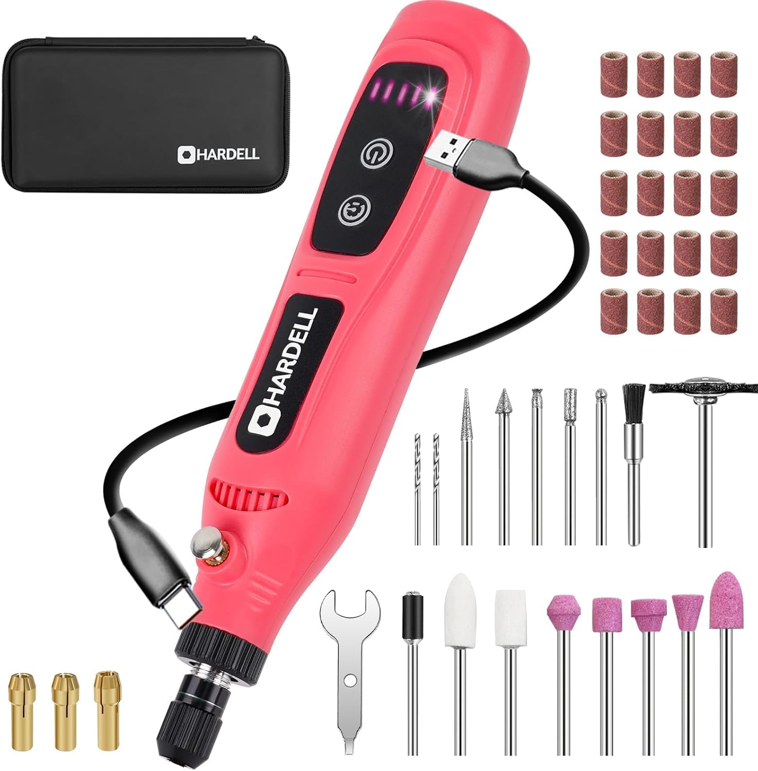 Detalle de HARDELL A41-HDCR0701-11@#SYYSSMDE-1HD Cordless Rotary Tool, 5 Speeds, 43 Accessories