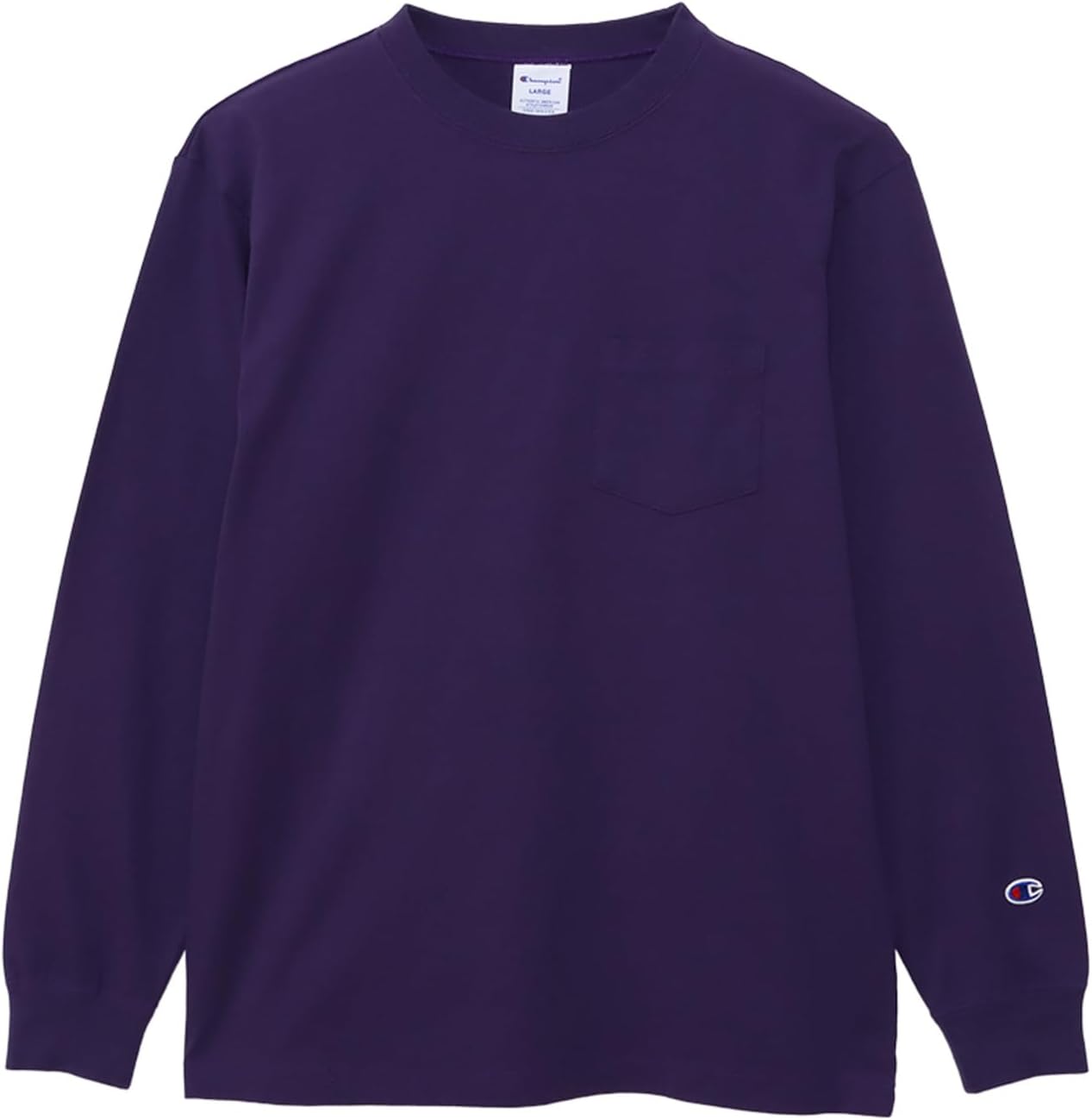 Detalle 2 de Champion C3-W401Z メンズ長袖Tシャツ 綿100%天竺・胸ポケット付き