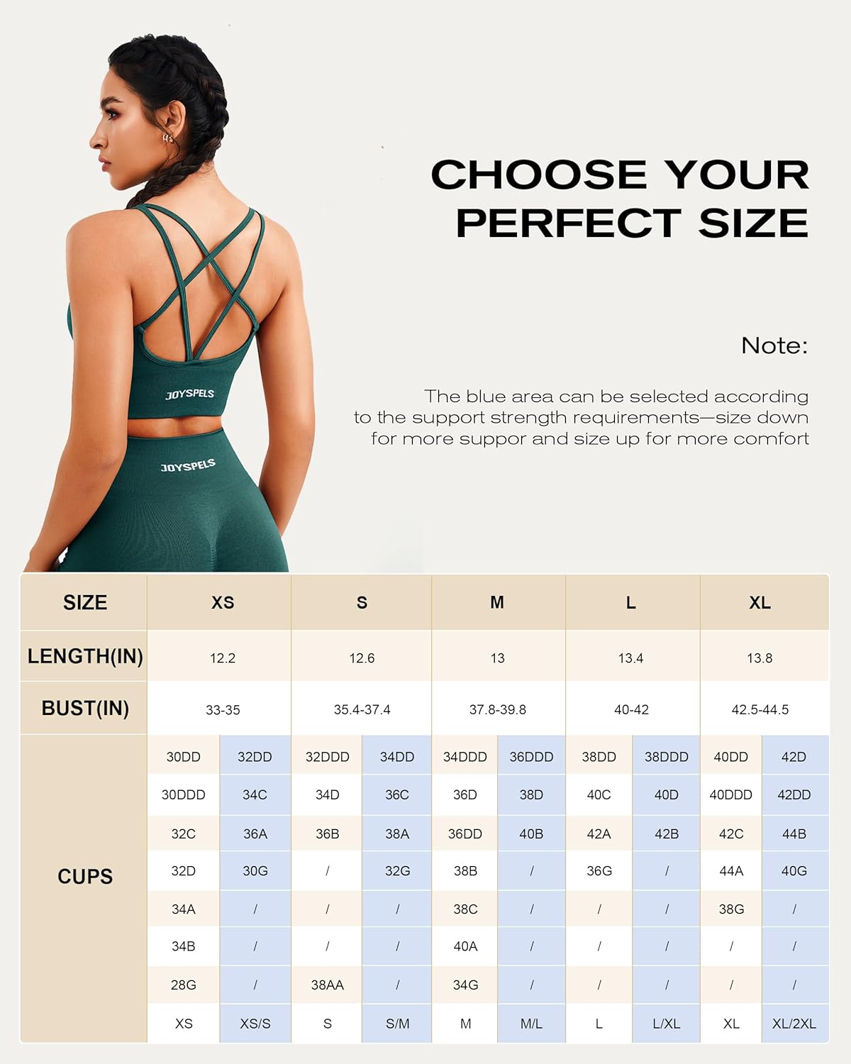 Thumbnail 5 de JOYSPELS Women's Seamless Longline Sports Bra – Slim Strap, 4-Way Stretch with Removable Pads