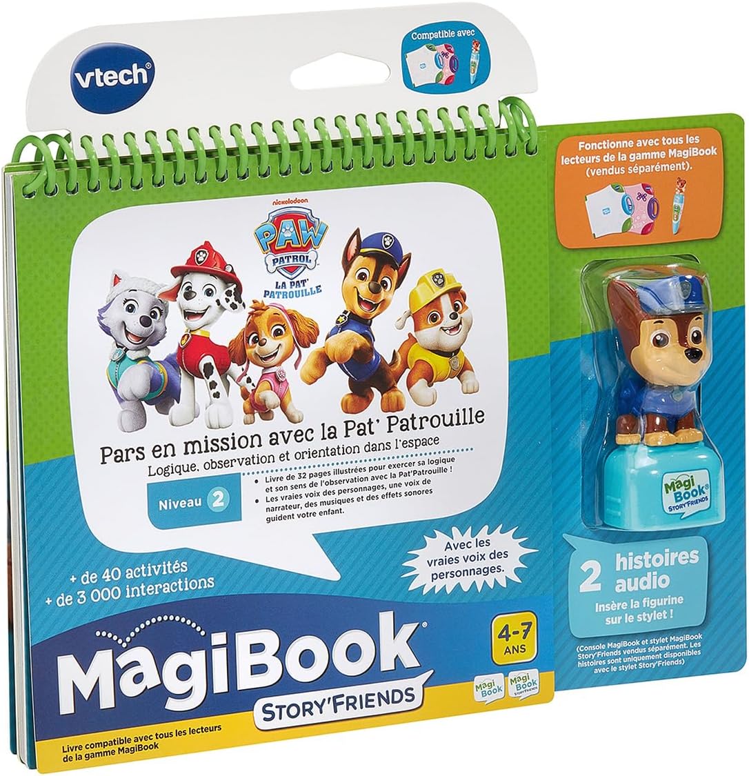 Detalle 2 de VTech MagiBook Story'Friends Pars en Mission avec La Pat' Patrouille — Livre Éducatif interactif Chase (Niveau Primaire, 4–7 ans)