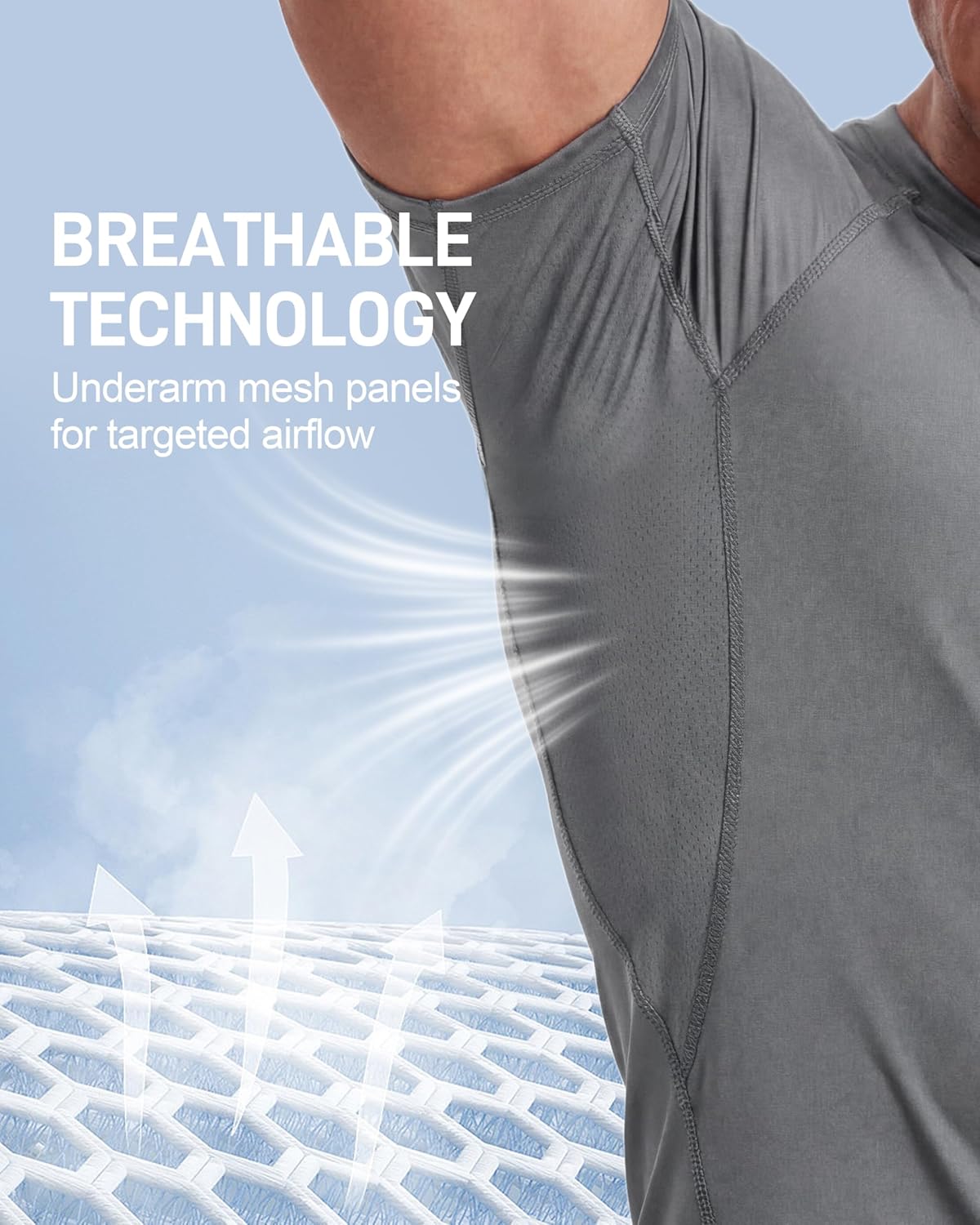 Thumbnail 2 de YESWEL 3 Pack Men's Compression Gym T-Shirts – Quick Dry, Breathable with Underarm Mesh Panels