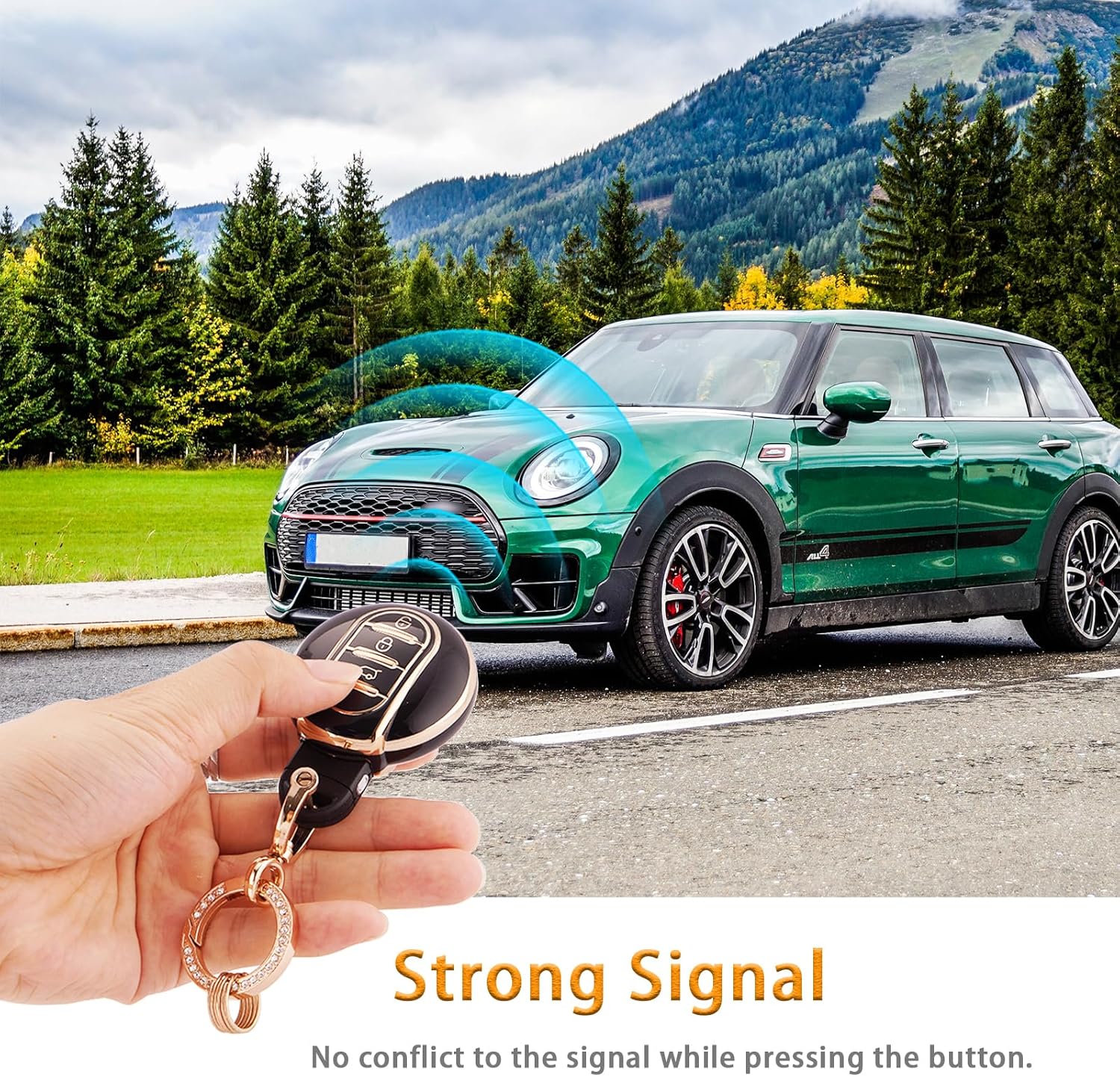 Detalle de Koaudb car key full cover for BMW Mini Cooper & Countryman smart key (soft TPU case with keychain)