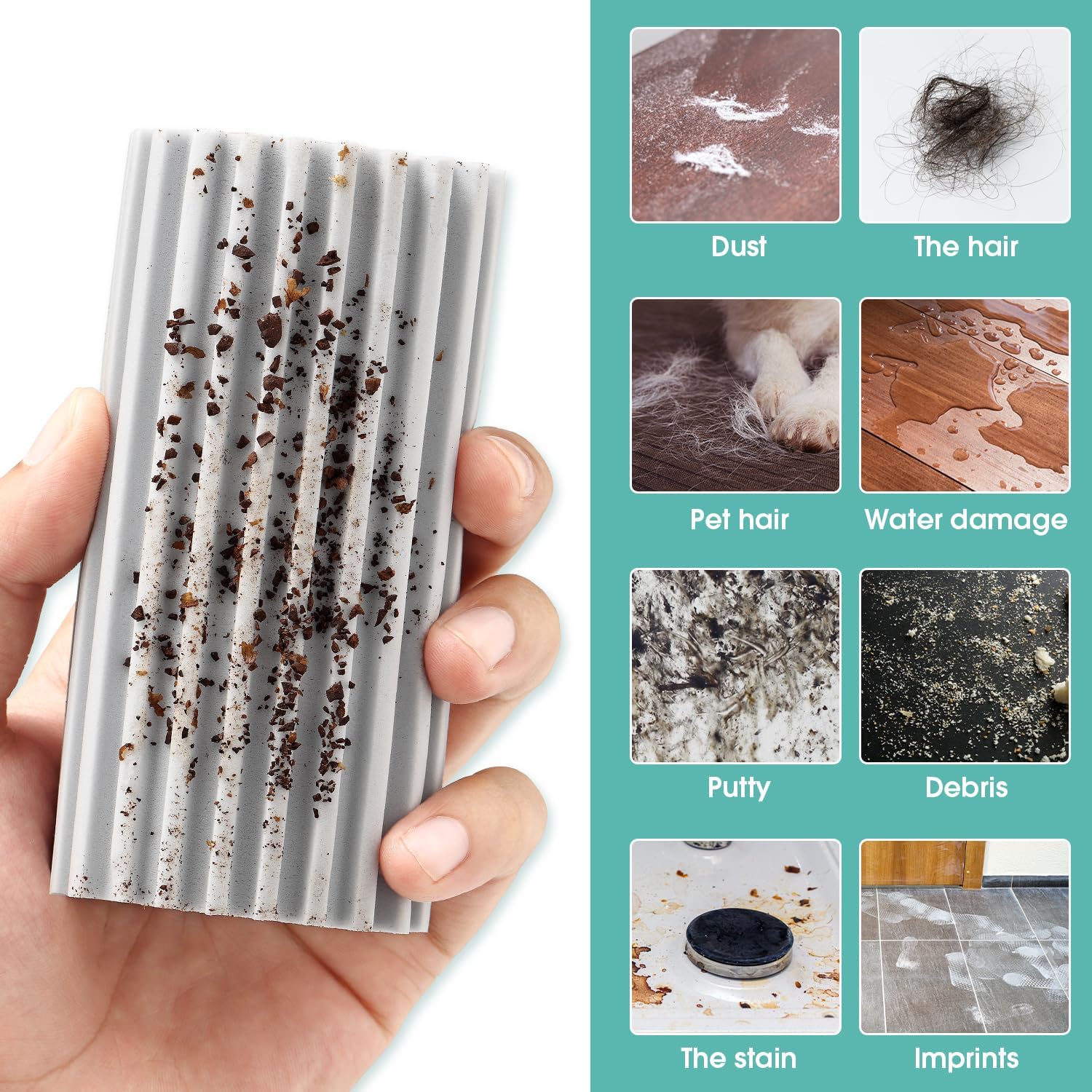 Thumbnail 2 de 4 Pack Damp Dusting Sponge Duster: Grey Reusable Cleaning Sponges for Blinds, Floorboards, and More