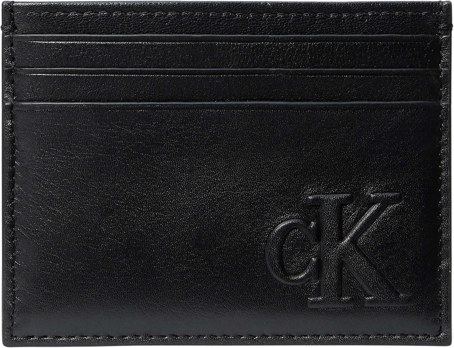 Calvin Klein Herren Kartenetui Bold aus Leder, Schwarz – 6 Kartenfächer & Münzfach