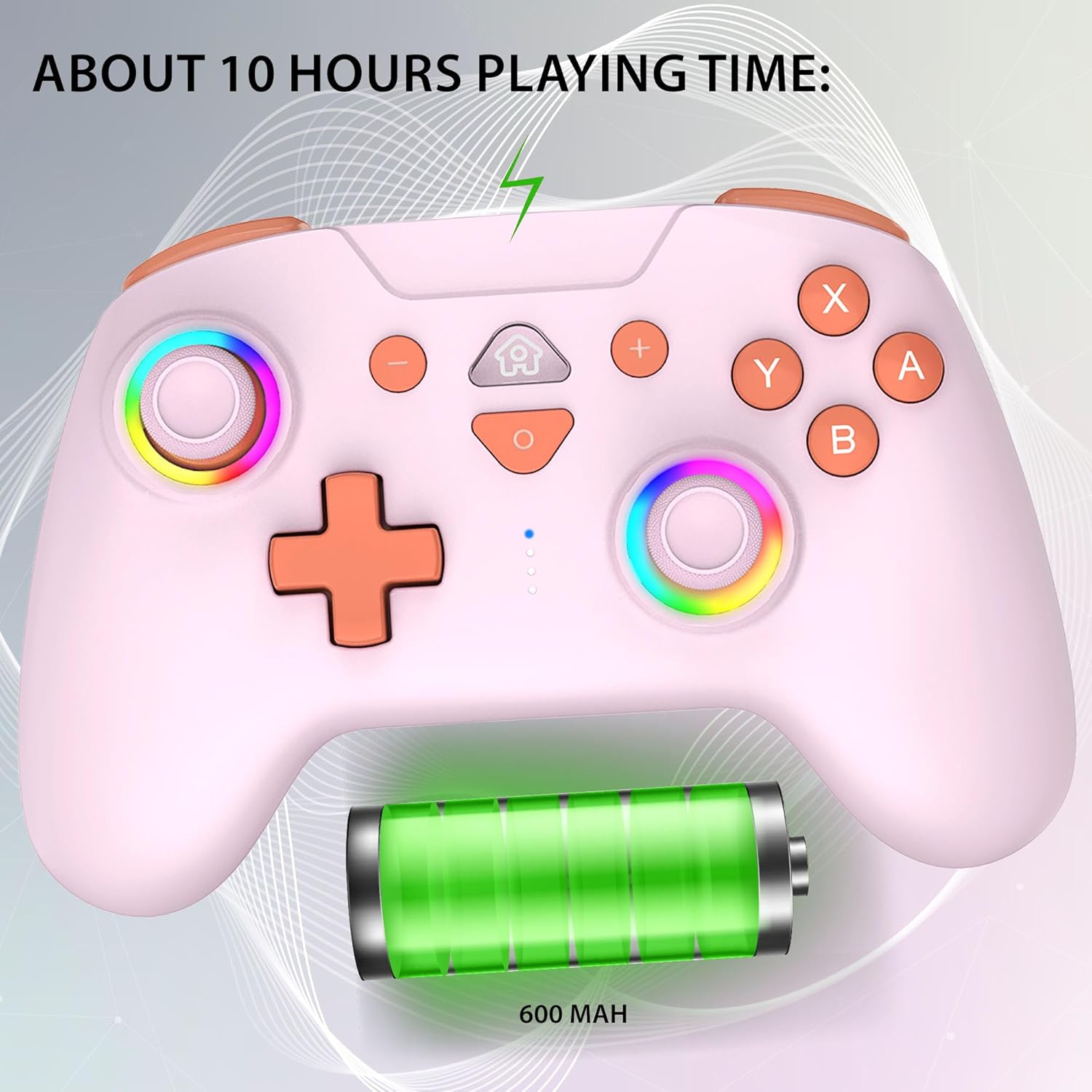 Thumbnail 3 de SUBSONIC Wireless Controller für Switch und Switch 2 – Bluetooth, LED, Vibration & 6-Achsen-Gyro in Rosa