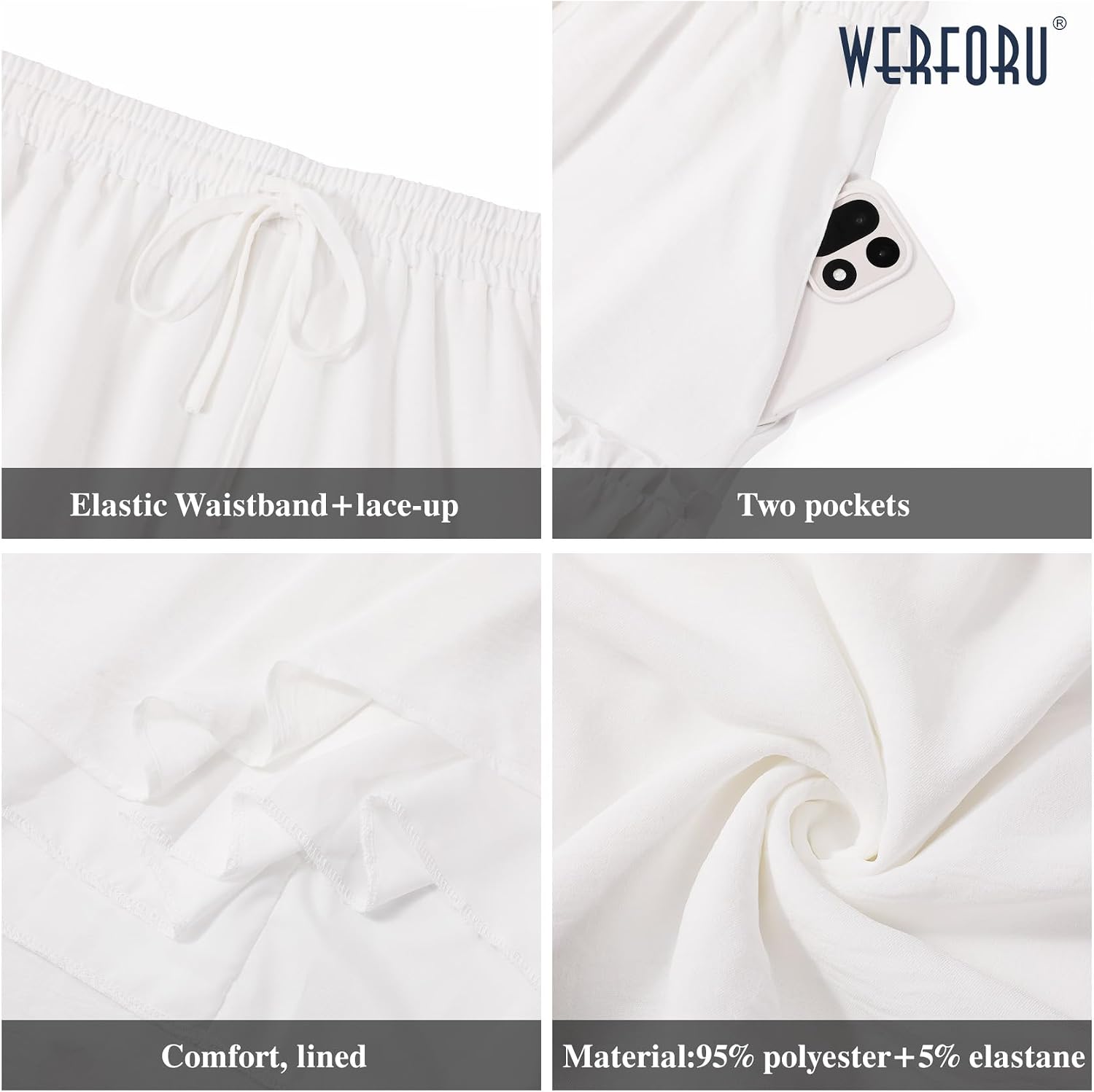 Detalle de WERFORU Women's Elastic High Waist Maxi Skirt with Pockets