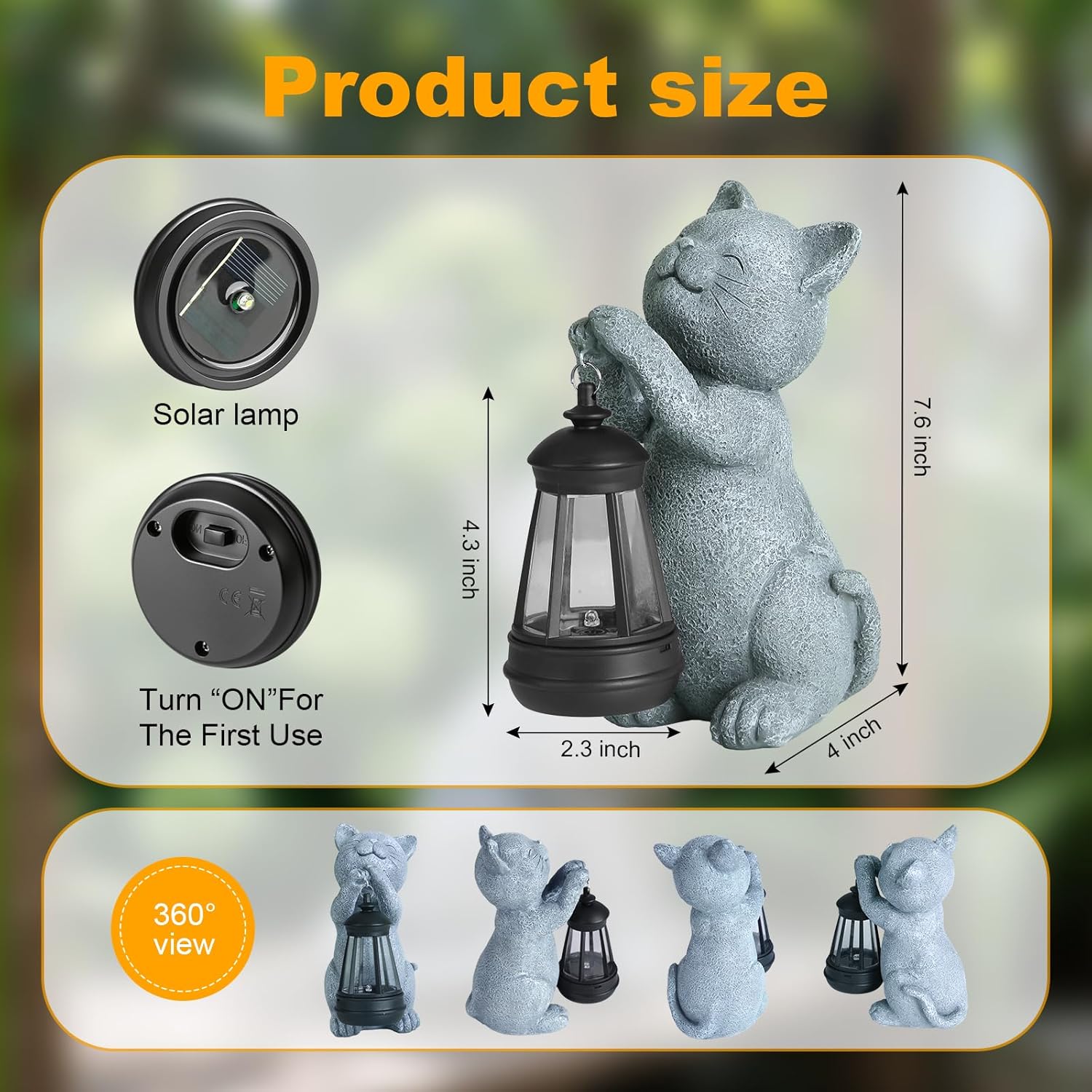 Thumbnail 1 de LETITIN Solar Cat Garden Statue with Lights – Weather-Resistant Outdoor LED Cat Decor