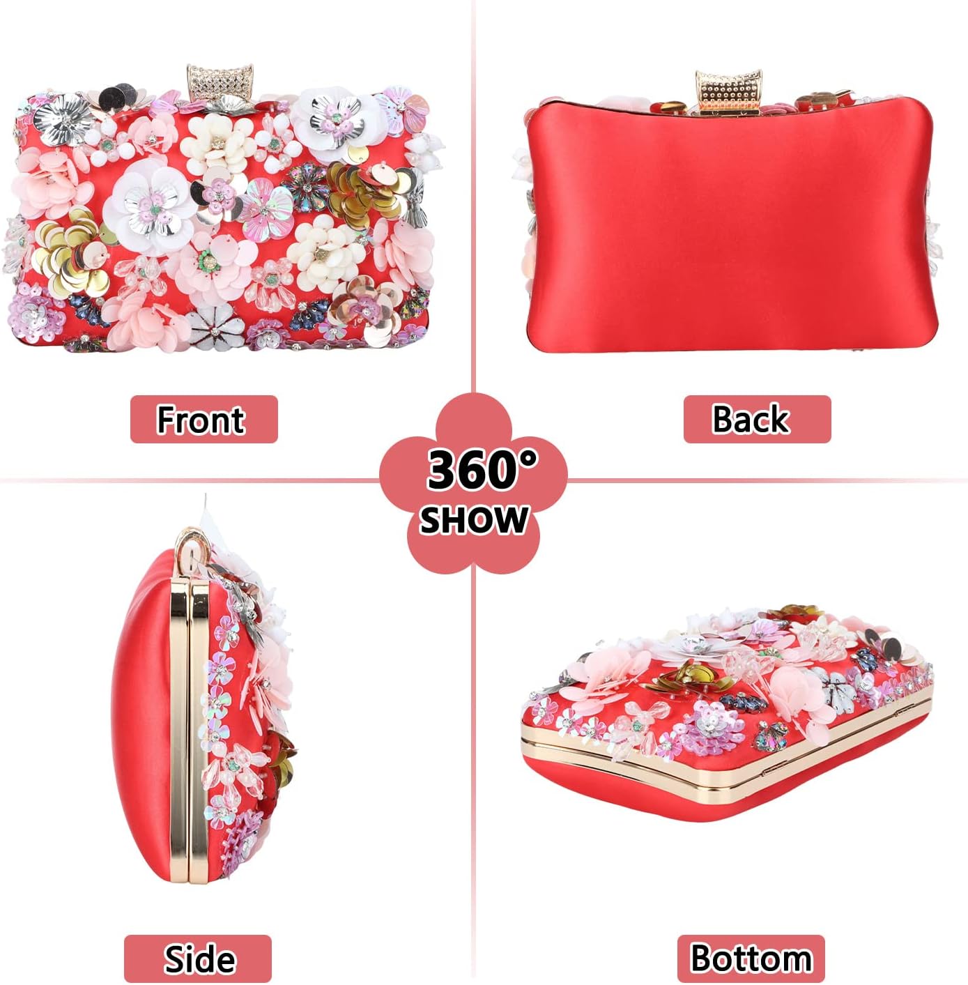 Thumbnail 2 de Fecialy Sacs à main Floral Soirée Rhinestones