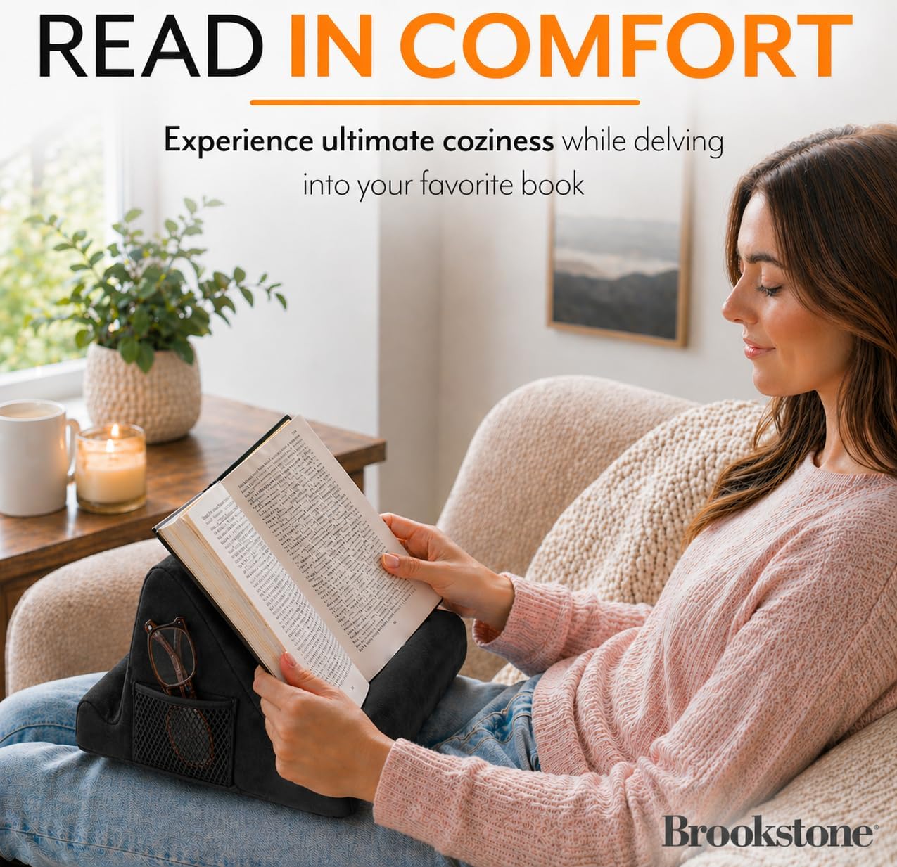Detalle 2 de Brookstone Tablet Lap Cushion: Hands-Free Tablet & Phone Holder for Bed, Travel, and Everyday Reading