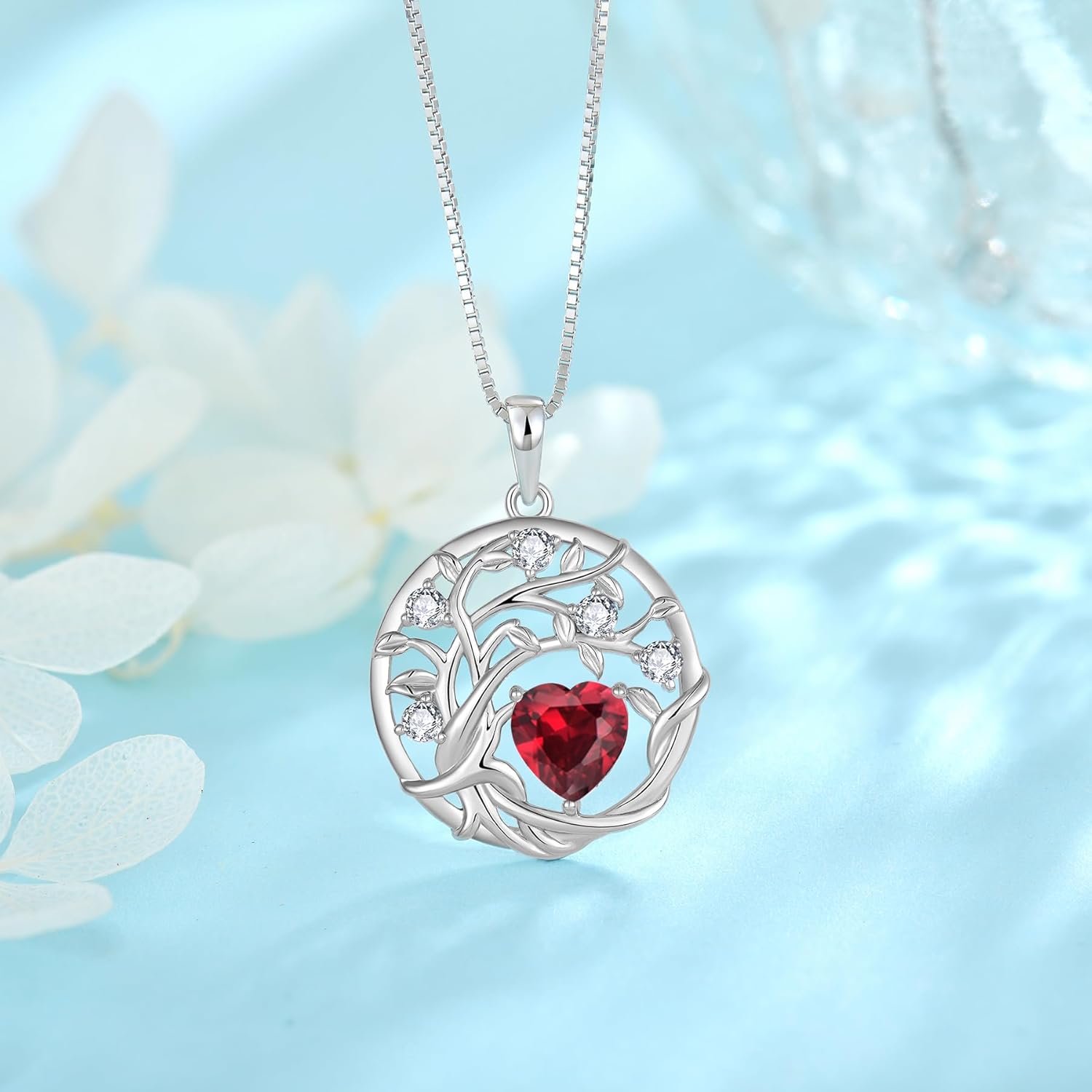 Thumbnail 2 de FJ Tree of Life Necklace 925 Sterling Silver Birthstone Pendant