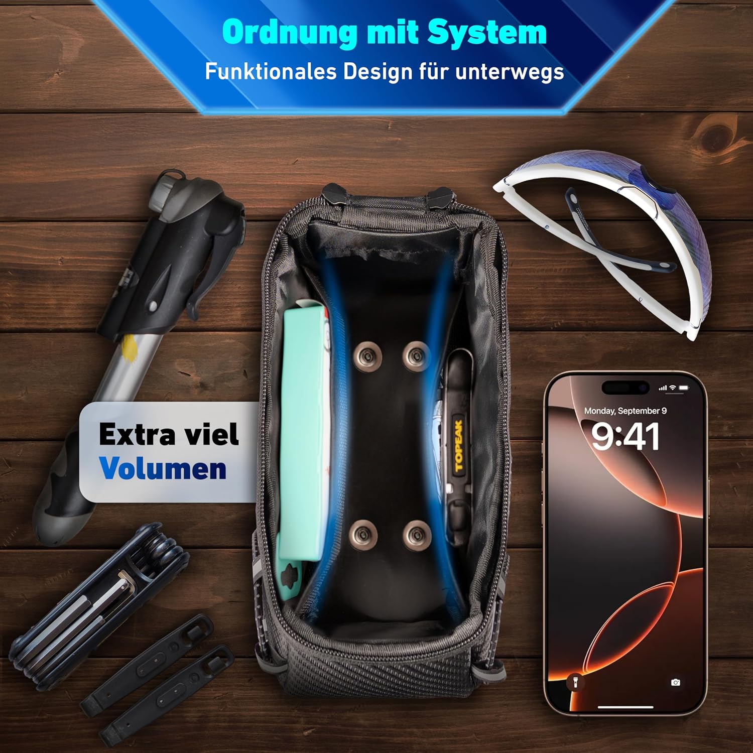 Thumbnail 6 de Valkental Fahrrad Rahmentasche mit Schnellspanner – wasserdichte Oberrohrtasche für Ebike, Rennrad & MTB