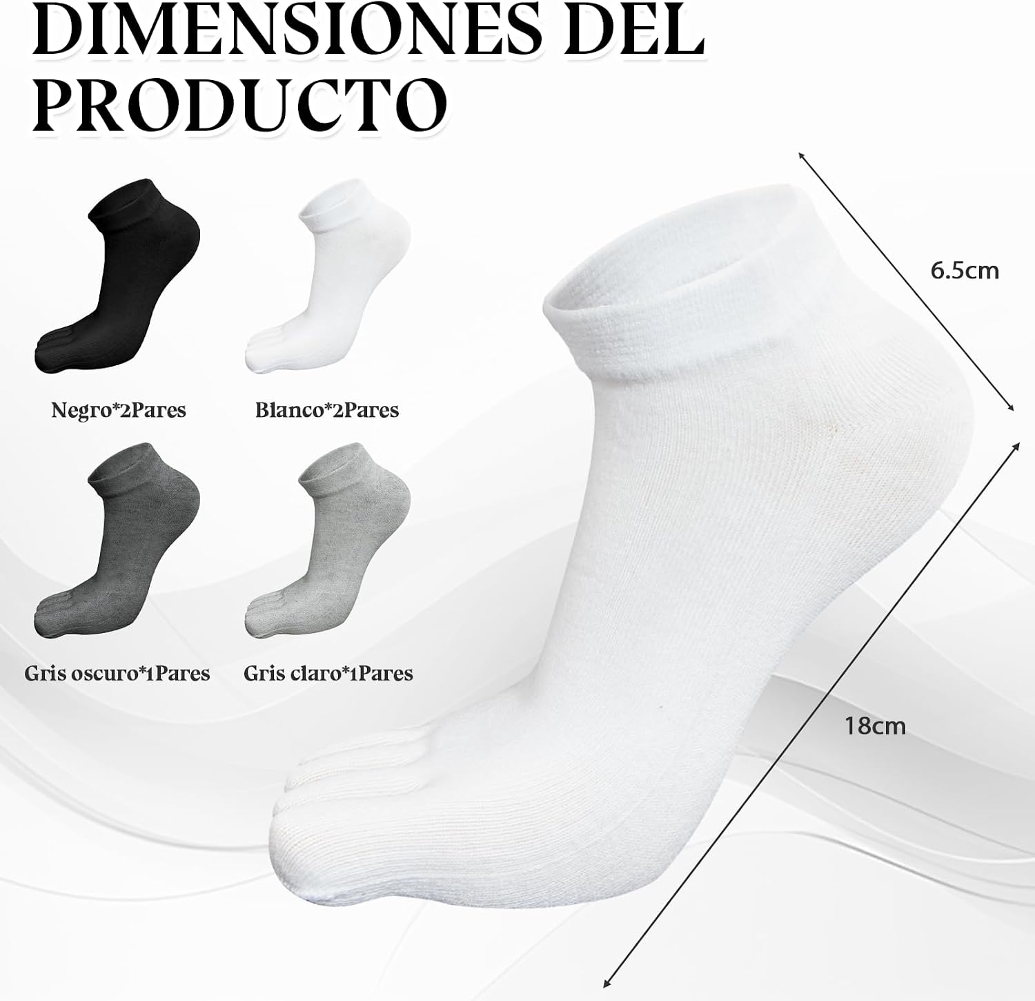 Detalle 2 de Soleeya 6 pares calcetines dedos hombre