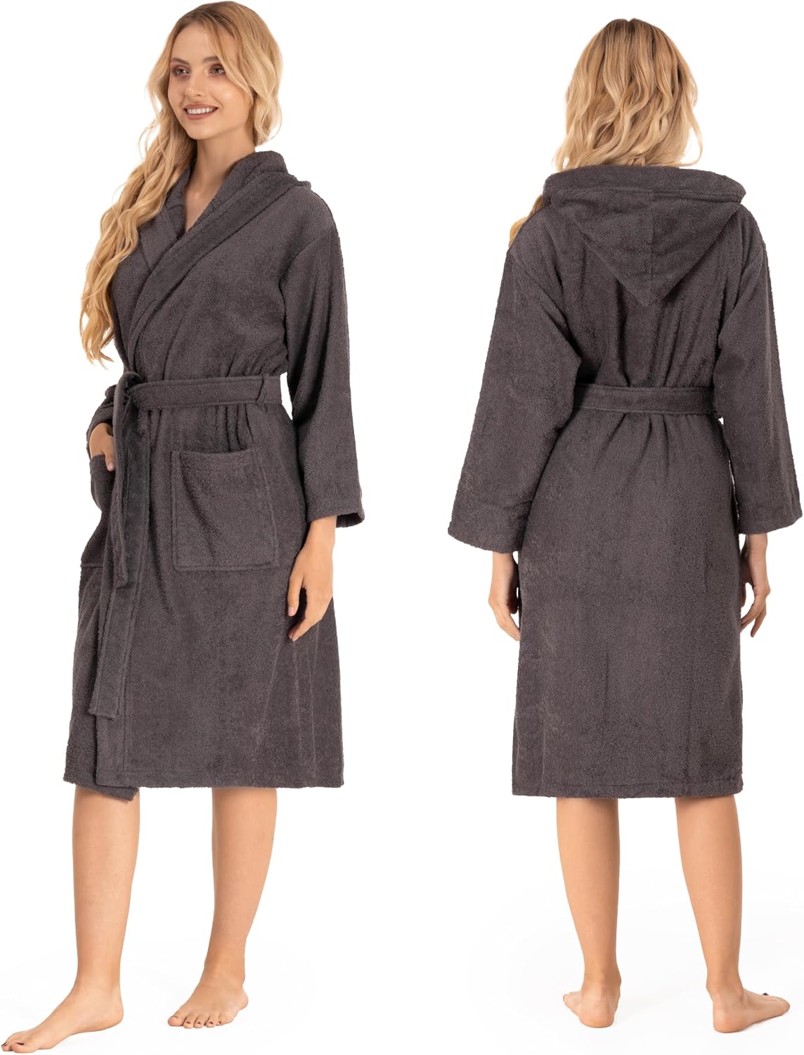 Detalle 2 de Twinzen Bademantel Damen 100% Baumwolle