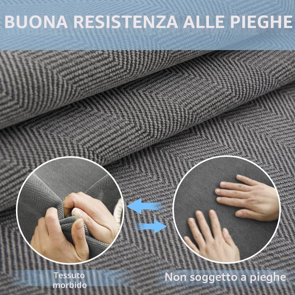 Detalle de DUJUIKE Copridivano 3 Posti con Penisola in ciniglia grigio 70x160 cm