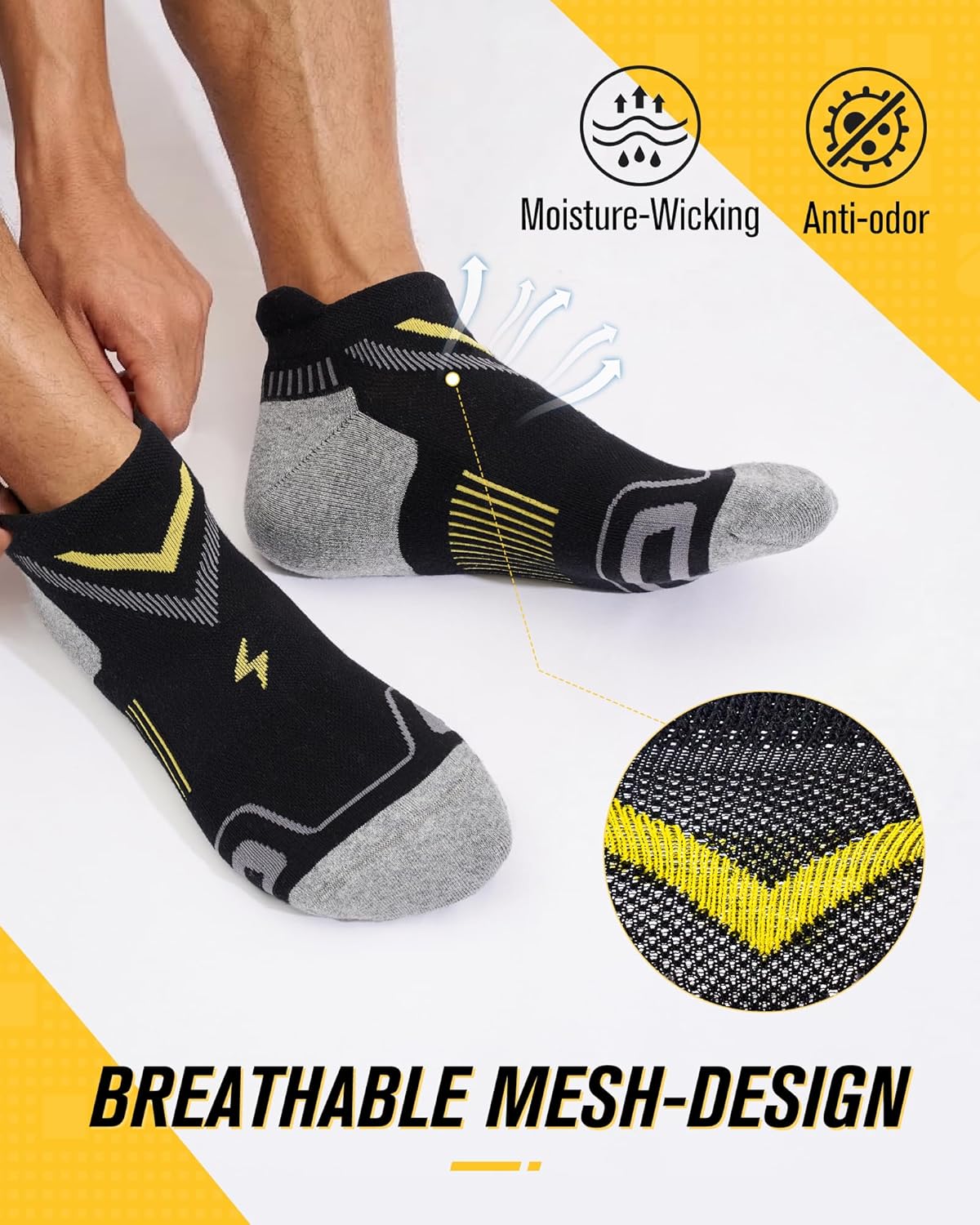 Thumbnail 4 de SukModen Ankle Running Socks for Men – anti-blister trainer socks with moisture-wicking cotton