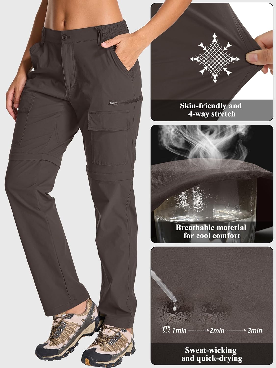 Thumbnail 3 de Jogwits pantaloni da trekking da donna convertibili con cerniera, leggeri e ad asciugatura rapida