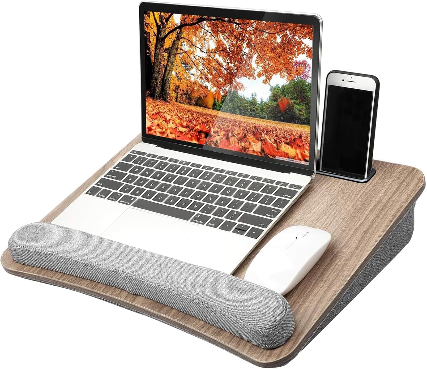 Detalle de HUANUO HNLD12 Laptop Lap Desk with Cushion, 15.6-Inch Fit, Woodgrain