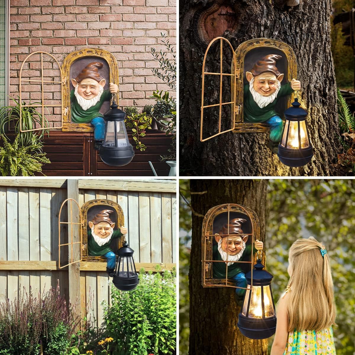 Thumbnail 5 de Reyiso Gnomes Statue with Solar Light 10in
