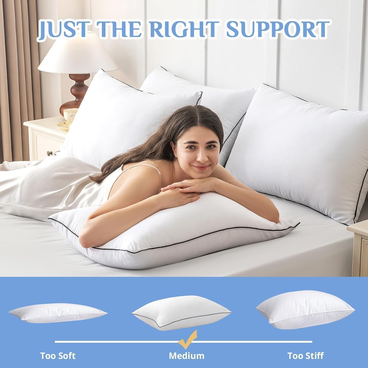 Thumbnail 3 de JOLLYVOGUE King Size Pillows Set of 4 – Hotel-Quality Down Alternative Pillows