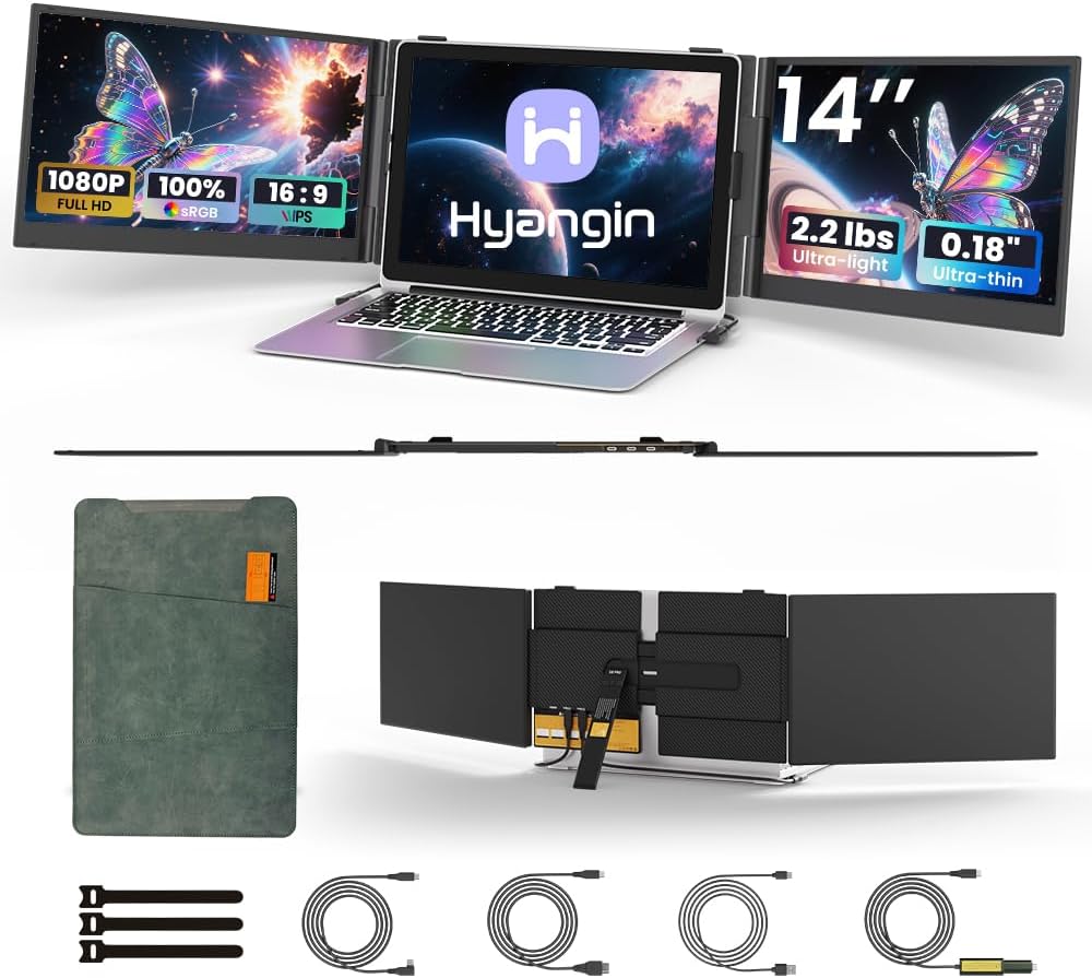 Hyangin Triple Laptop Screen Extender 14-inch 1080P