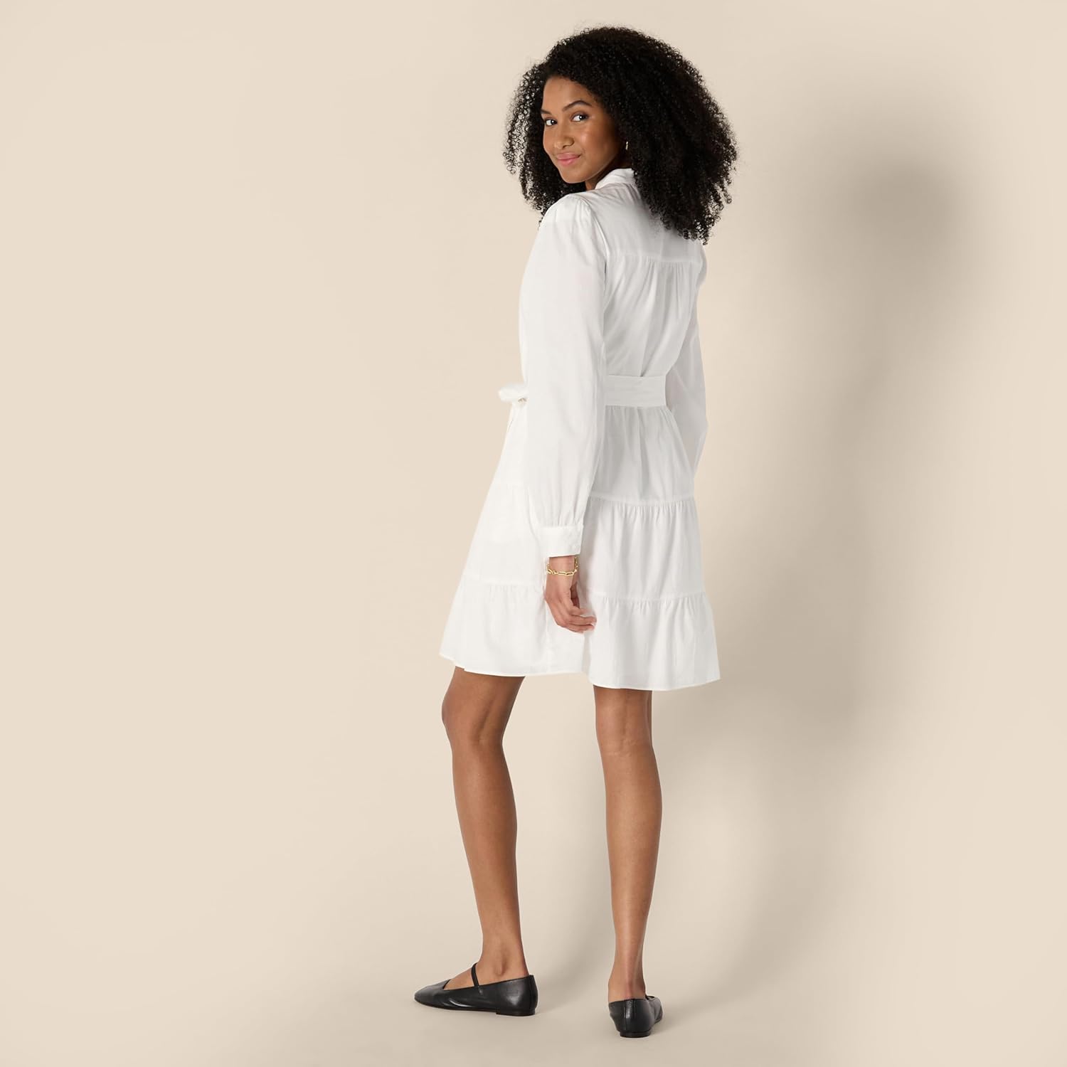Thumbnail 2 de Amazon Essentials gestuftes Hemdblusenkleid aus Baumwollsatin für Damen – Regular Fit