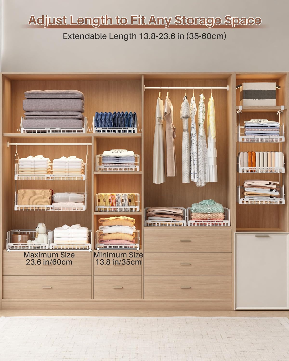 Thumbnail 2 de Ornestia 2-Tier Hanging Laundry Room Organizer (extendable under-shelf baskets) – white