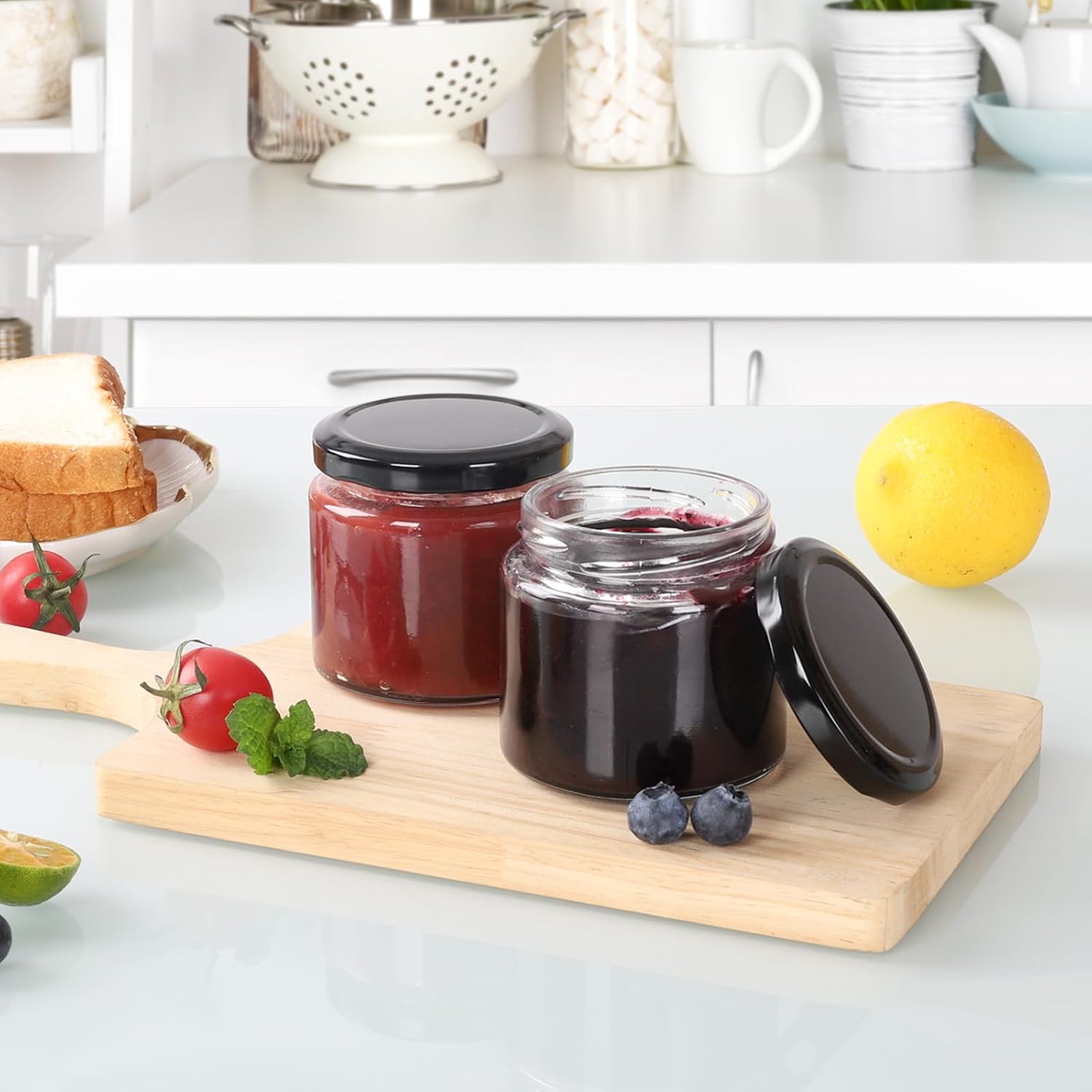 Detalle de YBCPACK 150ml jampotten, set van 24 glazen potjes met schroefdeksel