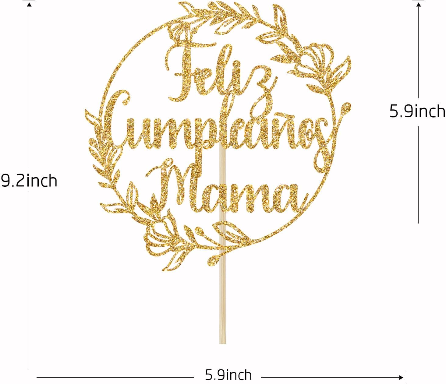 Thumbnail 6 de Yotawebery Mom Birthday Cake Topper, Gold Glitter Paper, 7 x 4.5 in