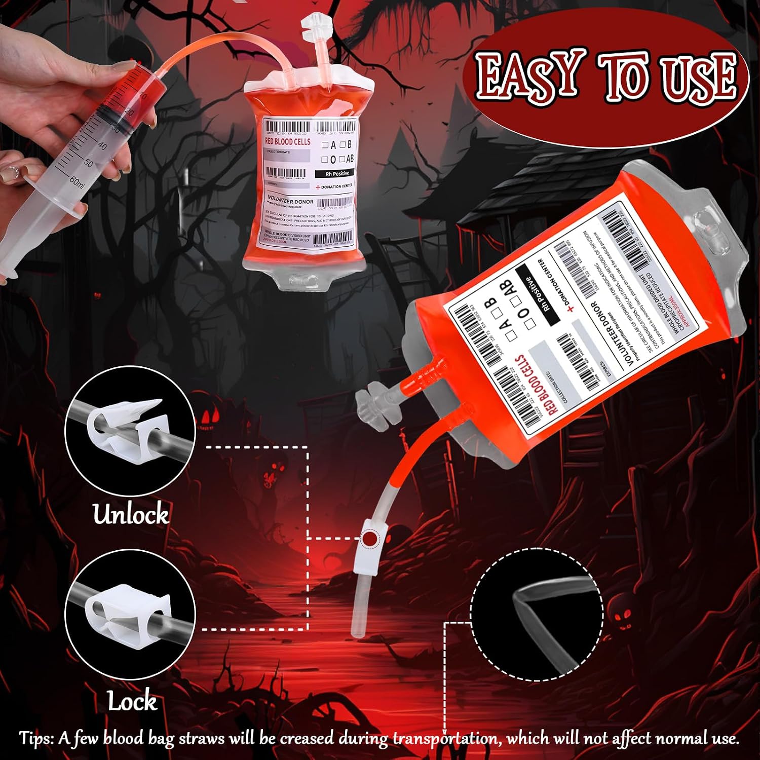 Thumbnail 5 de leconico Halloween Blood Bags for Drinks, 11-Pack 350 mL PVC Pouches