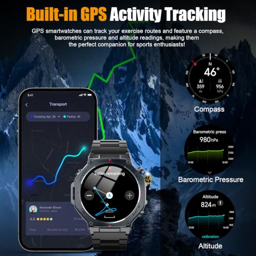 Detalle de Jugeman Militär Smartwatch Herren GPS – AMOLED 1,43'', 160+ Sportmodi, 5ATM, Bluetooth Anrufe