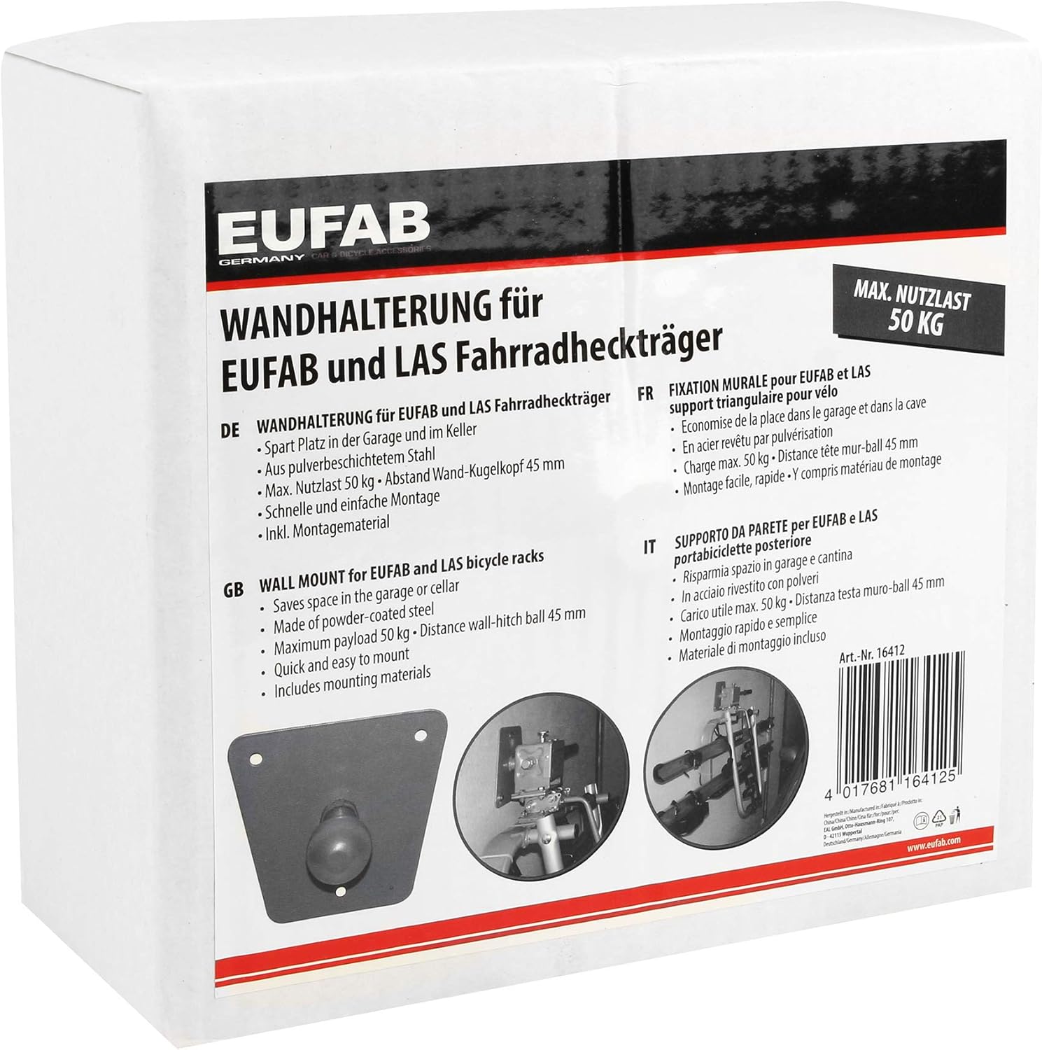 Thumbnail 6 de EUFAB 16412 Wandhalterung – passgenaue Halterung für EUFAB und LAS Fahrradträger