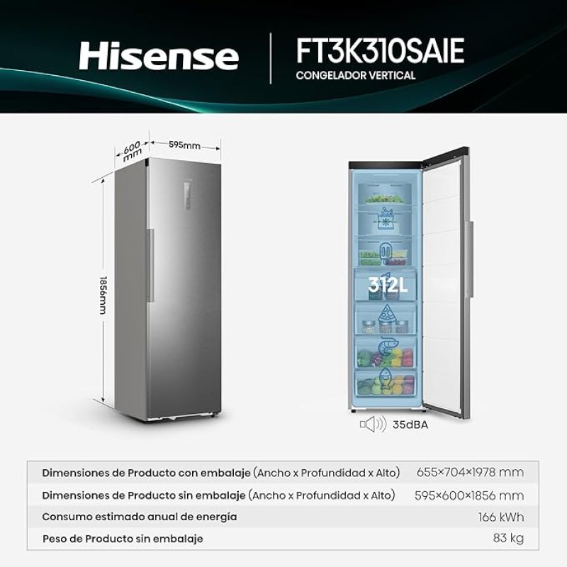 Thumbnail 3 de Congelador Hisense FT3K310SAIE 312L Kitchen Fit