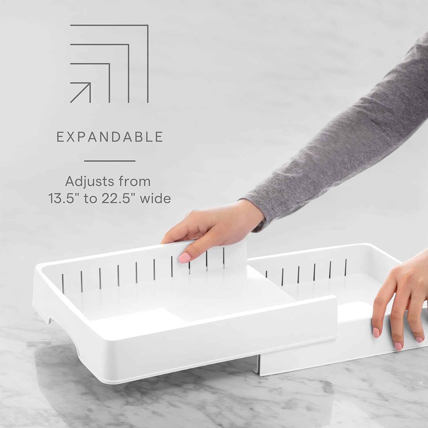 Detalle 2 de YouCopia StoraLid Food Container Lid Organizer, Expandable with Tall Dividers, White