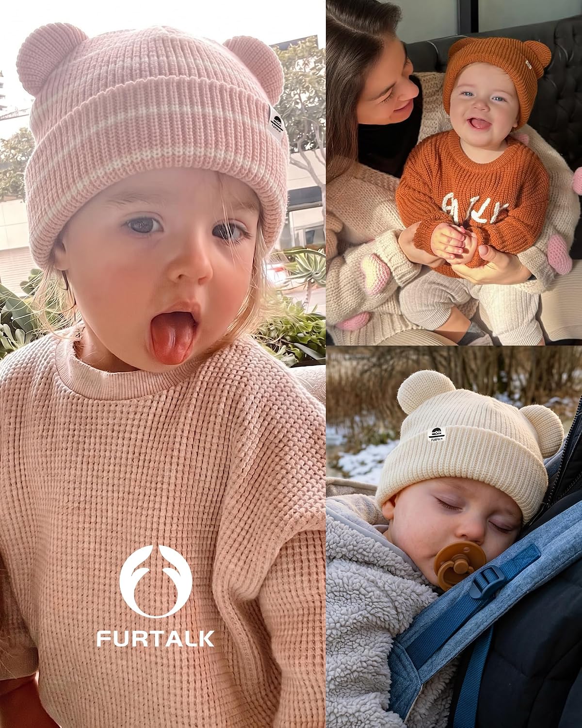 Detalle 1 de FURTALK Baby Beanie in Acrylic Knit