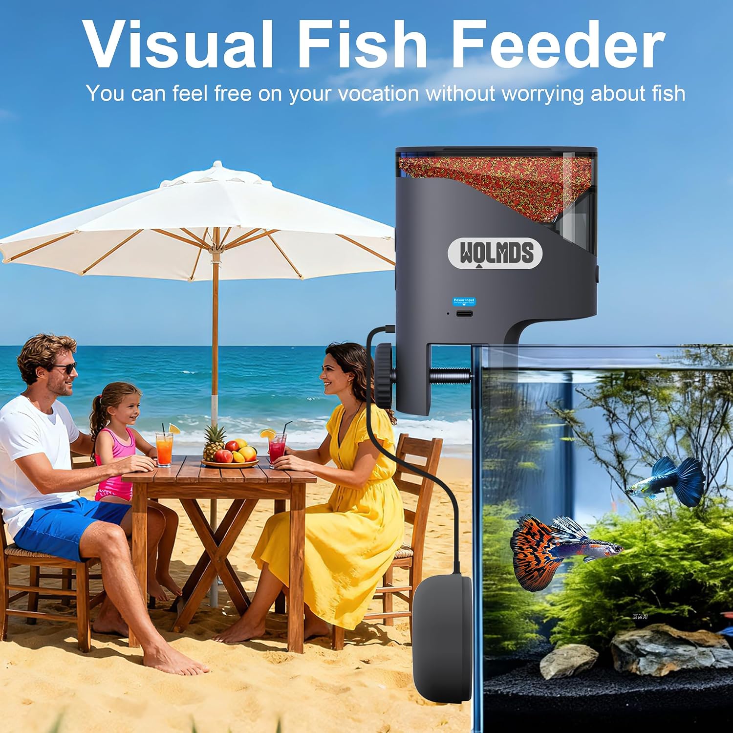Thumbnail 1 de Wolmds Smart WiFi Automatic Fish Feeder with 2.5K Camera