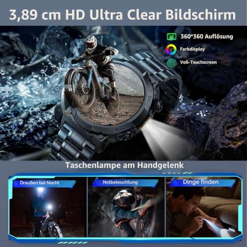Thumbnail 1 de Soudorv Smartwatch Herren – 1,53 Zoll, 1000 mAh, Telefonfunktion, Militär-Design
