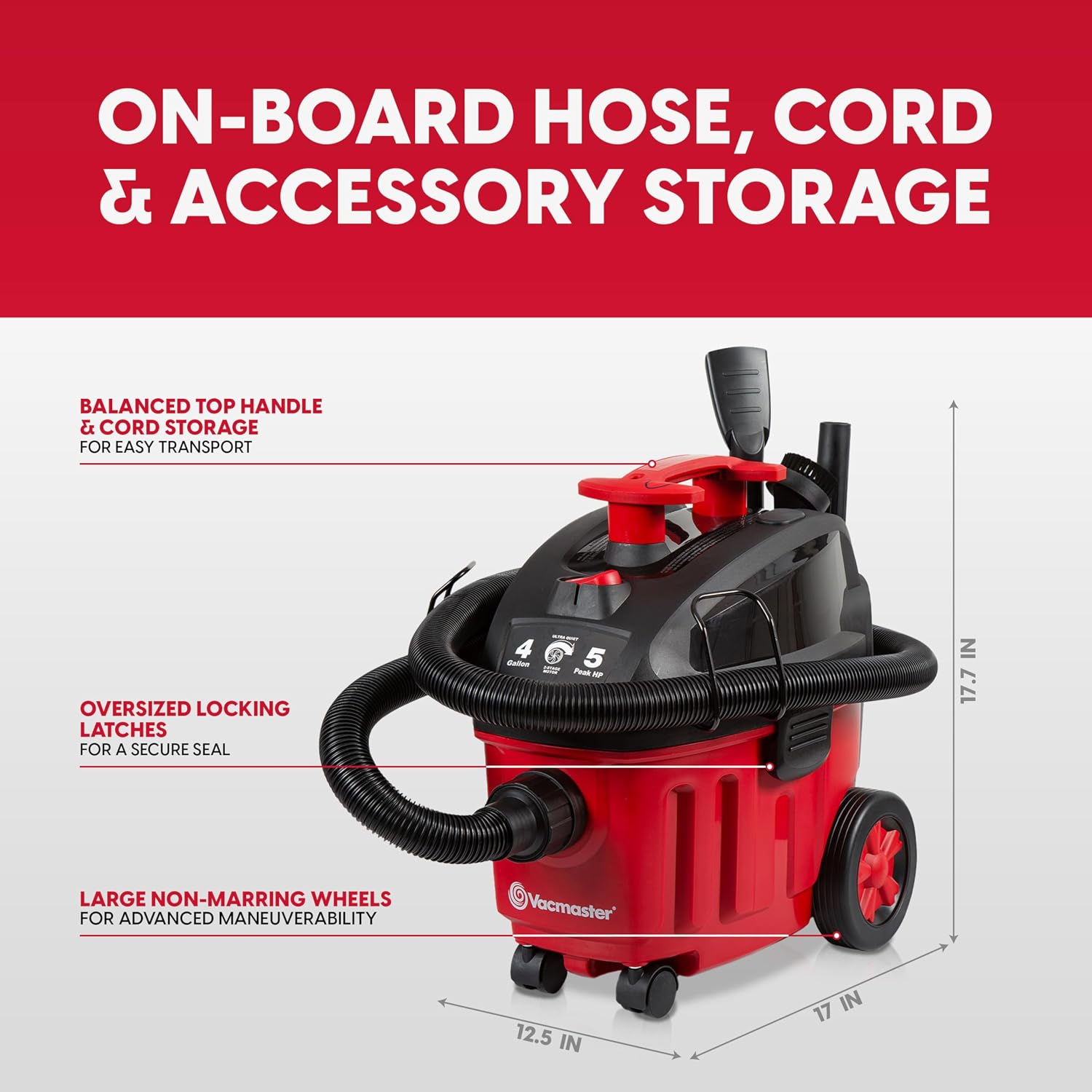 Thumbnail 6 de Vacmaster VF408B 4-Gallon 5 Peak HP Wet/Dry Vacuum