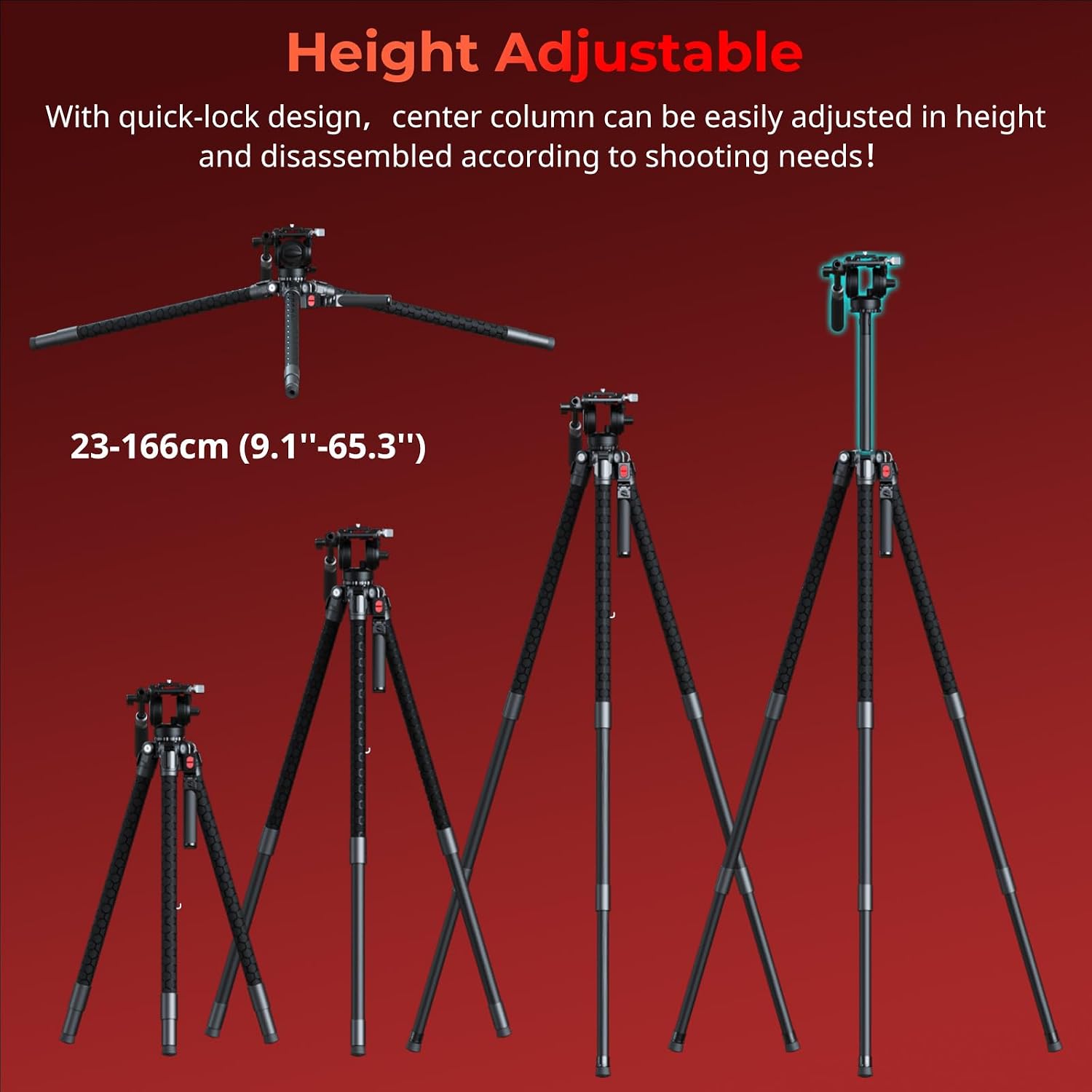 Detalle de SmallRig x Potato Jet TRIBEX SE Hydraulic Camera Tripod (5305) with Fluid Head – 6kg load