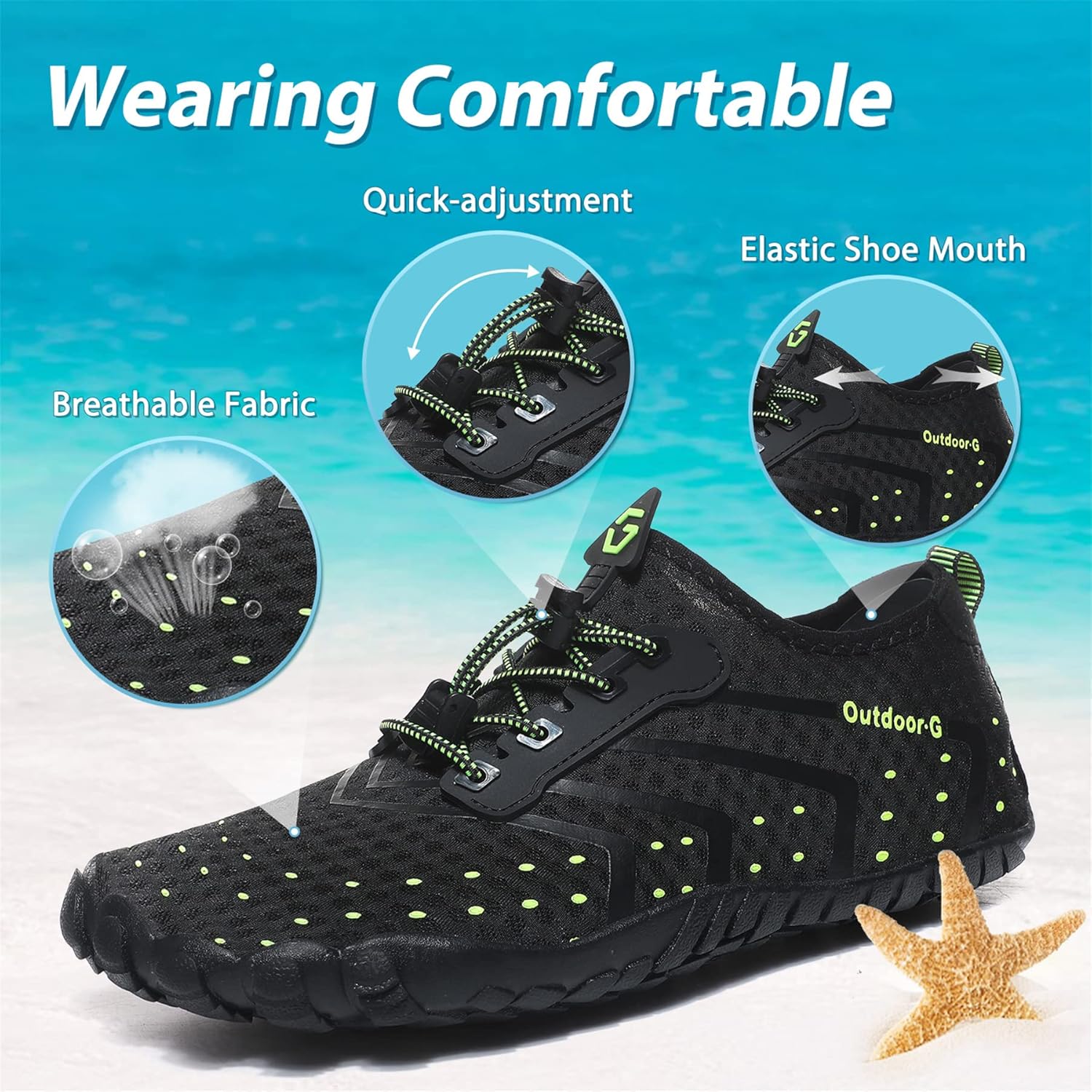 Detalle de Scarpe da Acqua Unisex: Scarpe da Mare leggere, con drenaggio doppio e asciugatura rapida