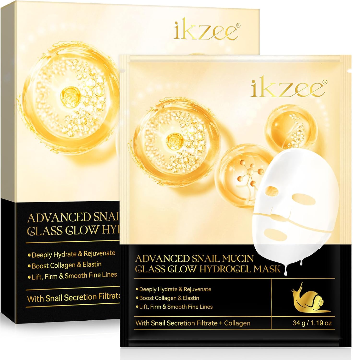 Advanced Snail Mucin Glass Glow Hydrogel Face Masks 1 unidad