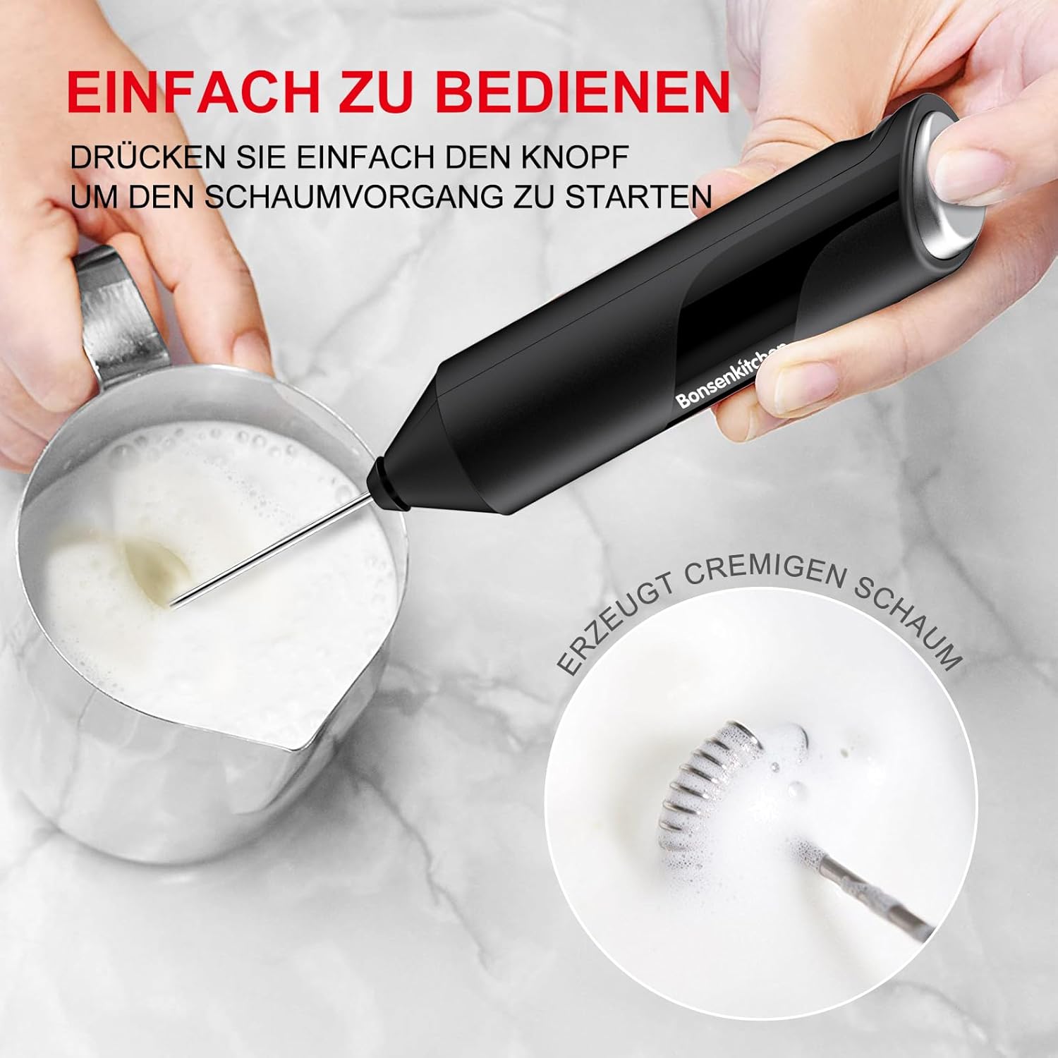 Detalle de Bonsenkitchen Elektrische Milchaufschäumer 15–20s