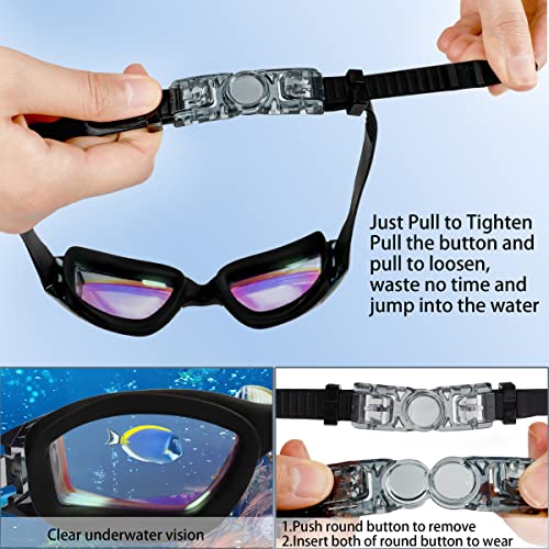 Detalle 2 de MUETKNYE Swim Goggles 2 Pack: Anti-Fog, Leak-Free Fit Aqua/Rose